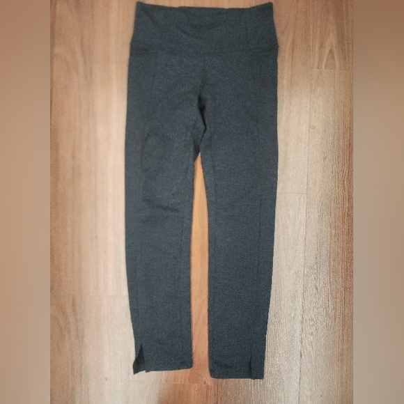 Athleta Pants - Athleta Herringbone Textured Leggings High Rise Ankle Slit Gray XS Style 353504